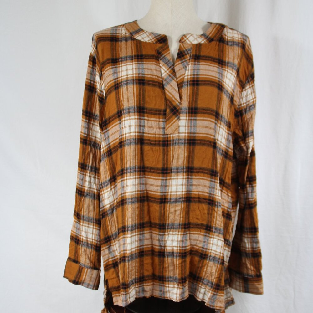 JANE + DELANEY Oversized Plaid Button Down Top Size Large NWT